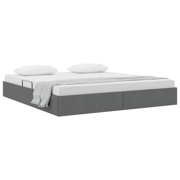 Aufbewahrungsbett mit Speicher Dunkelgrau 193 x 203 cm Stoff