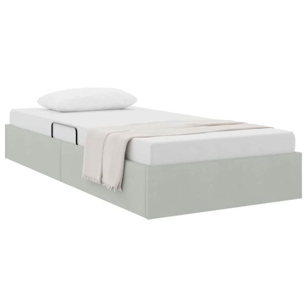Aufbewahrungsbett mit Speicher Hellgrau 100 x 203 cm Samt