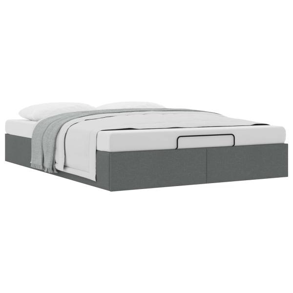 Ottoman Bettgestell Dunkelgrau 152 x 203 cm Stoff