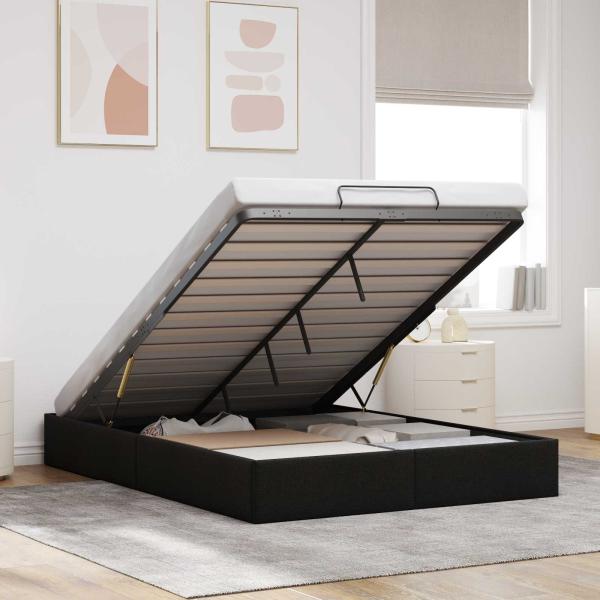 ARDEBO.de - Ottoman Bettgestell Schwarz 152 x 203 cm Stoff