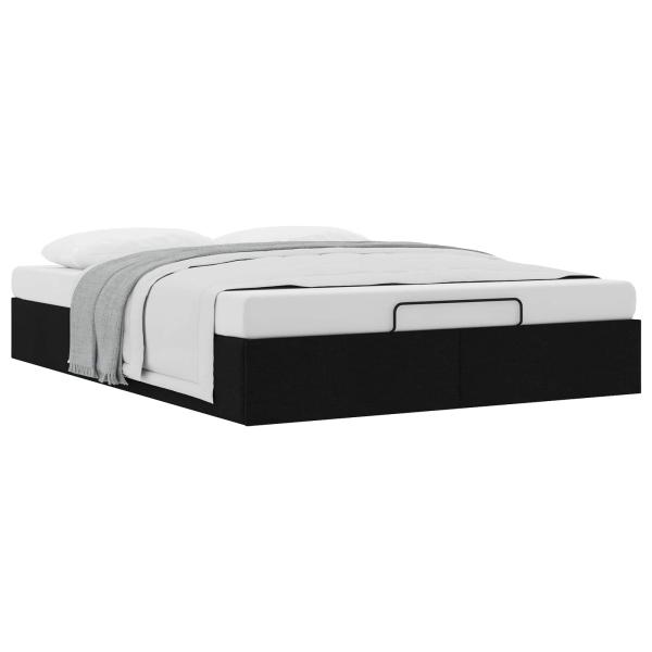 Ottoman Bettgestell Schwarz 152 x 203 cm Stoff