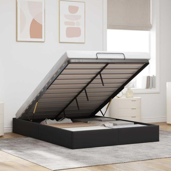 ARDEBO.de - Ottoman Bettgestell Schwarz 152 x 203 cm Samt