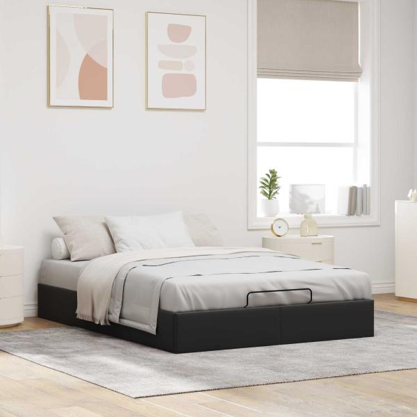 Ottoman Bettgestell Schwarz 152 x 203 cm Samt