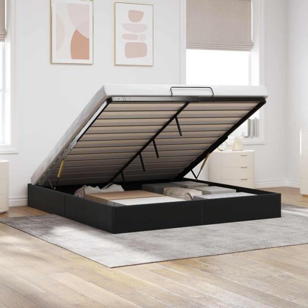 ARDEBO.de - Ottoman Bettgestell Schwarz King Size Samt