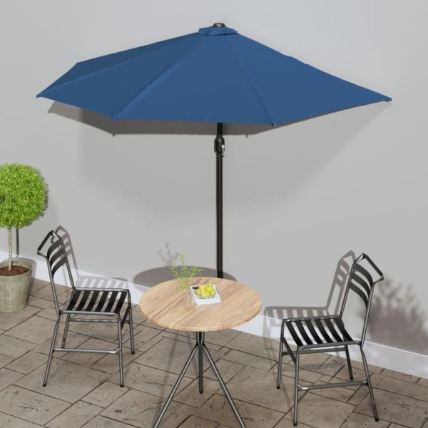 ARDEBO.de - Balkon-Sonnenschirm Alu-Mast Blau 270x144x222cm Halbrund