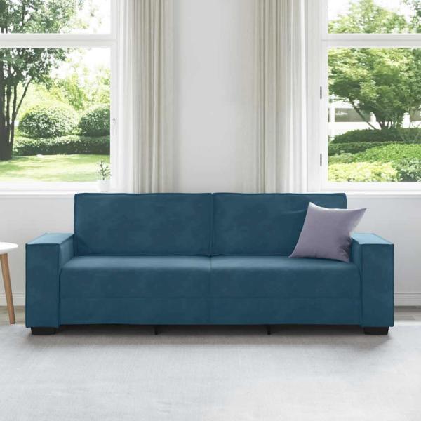 3-Sitzer-Sofa Blau 220x78x84 cm Samt