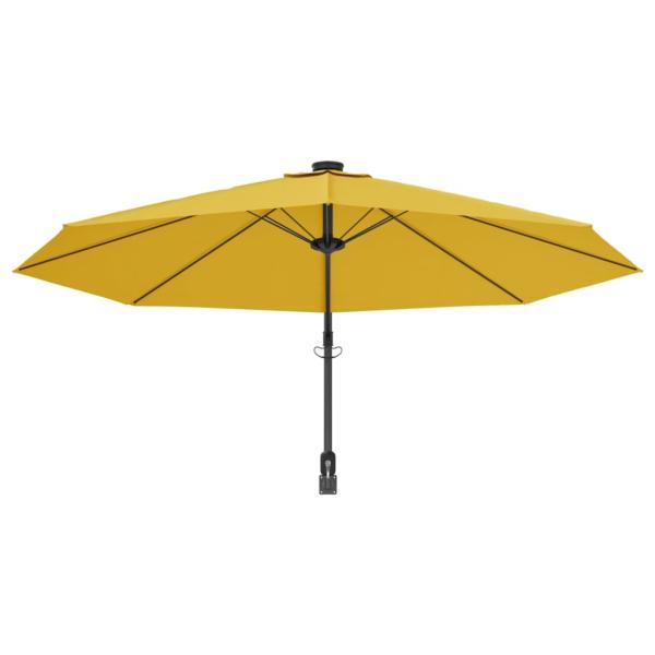 Wand-Sonnenschirm mit LEDs Gelb 290 cm
