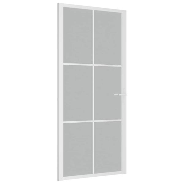 Innentür 93x201,5 cm Weiß Mattglas und Aluminium