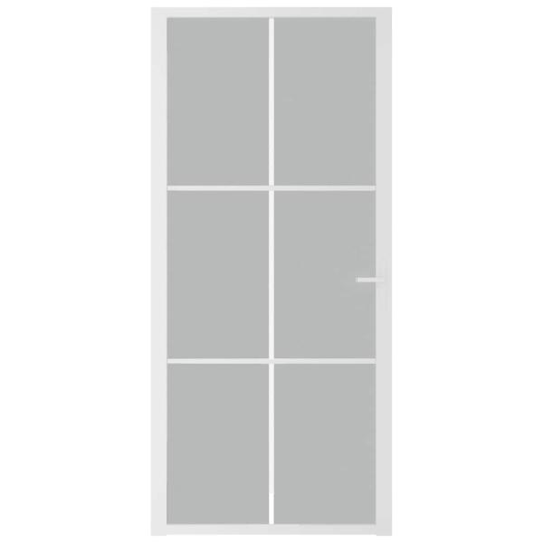 Innentür 93x201,5 cm Weiß Mattglas und Aluminium