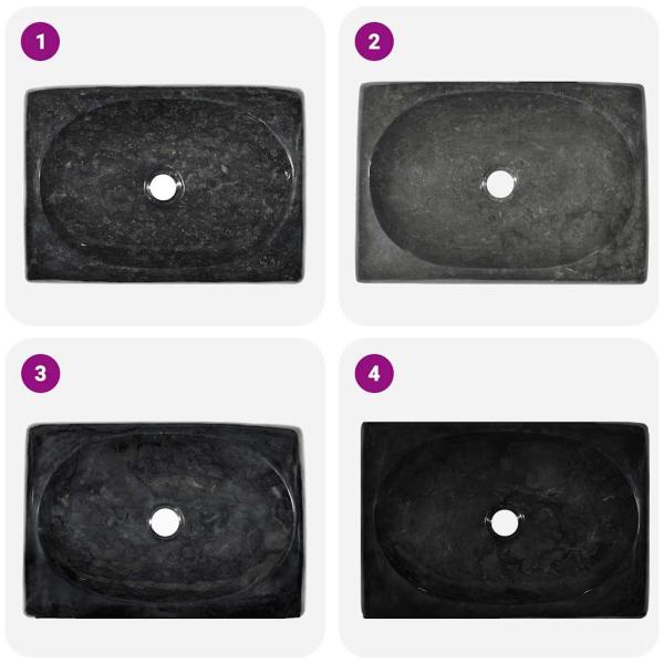 Waschbecken Schwarz 50x35x10 cm Marmor