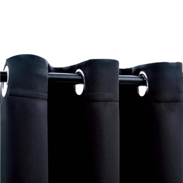 Verdunkelungsvorhänge mit Ringen 2 Stk. Schwarz 97x213 cm Stoff