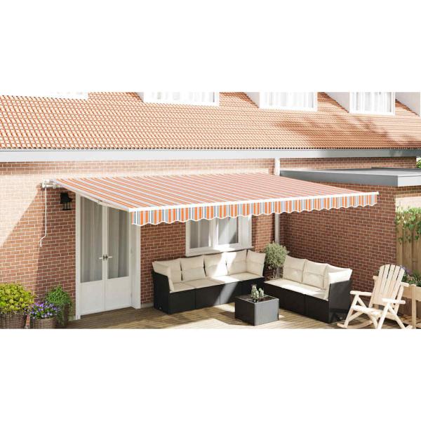 Ausziehbare Markise Mehrfarbig 500 x 350 cm Stoff und Aluminium