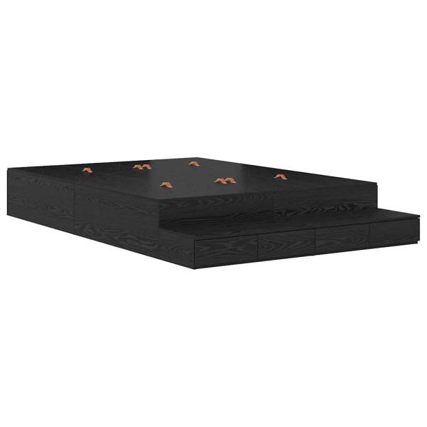 Aufbewahrungsbettgestell Schwarz Eichen-Optik 160 cm