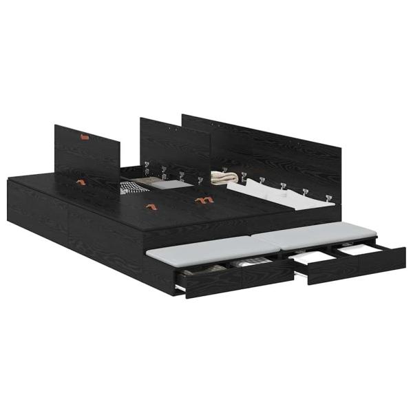 Aufbewahrungsbettgestell Schwarz Eichen-Optik 160 cm