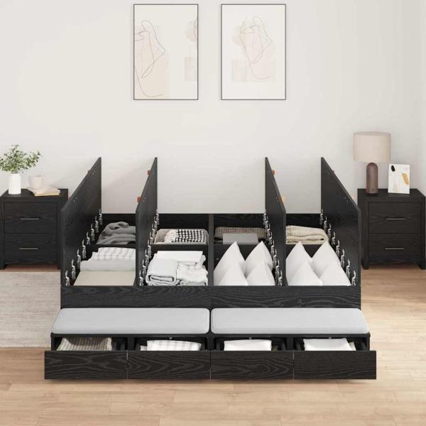 Aufbewahrungsbettgestell Schwarz Eichen-Optik 160 cm