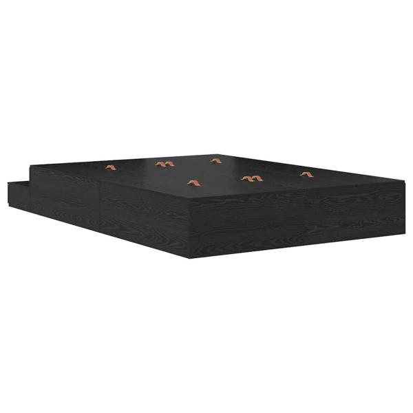 Aufbewahrungsbettgestell Schwarz Eichen-Optik 160 cm