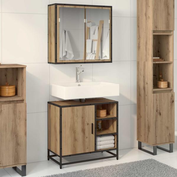 ARDEBO.de - Badezimmermöbel-Set 2 stk. Artisan-Eiche 65 x 33 x 60 cm