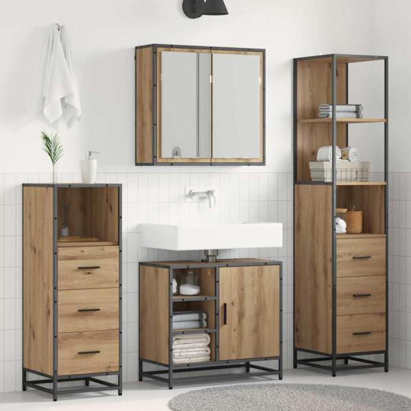 ARDEBO.de - Badezimmermöbel-Set 3 stk. Artisan-Eiche 65 x 33 x 60 cm