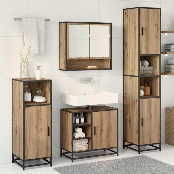 Badezimmermöbel-Set 3 Stk. Artisan-Eiche Holzwerkstoff