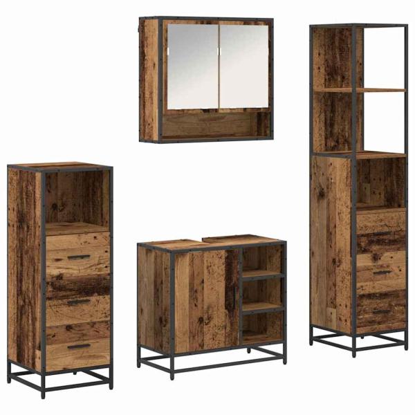 Badezimmermöbel-Set 4 stk. Altholz 65 x 33 x 60 cm