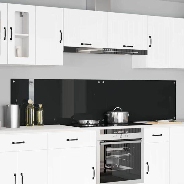 ARDEBO.de - Küchenrückwand 2 stk. Schwarz 110 x 50 cm Gehärtetes Glas