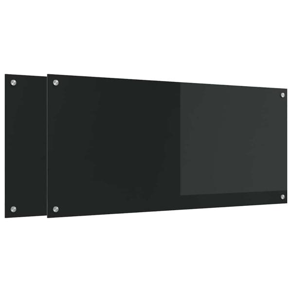 Küchenrückwand 2 stk. Schwarz 110 x 50 cm Gehärtetes Glas