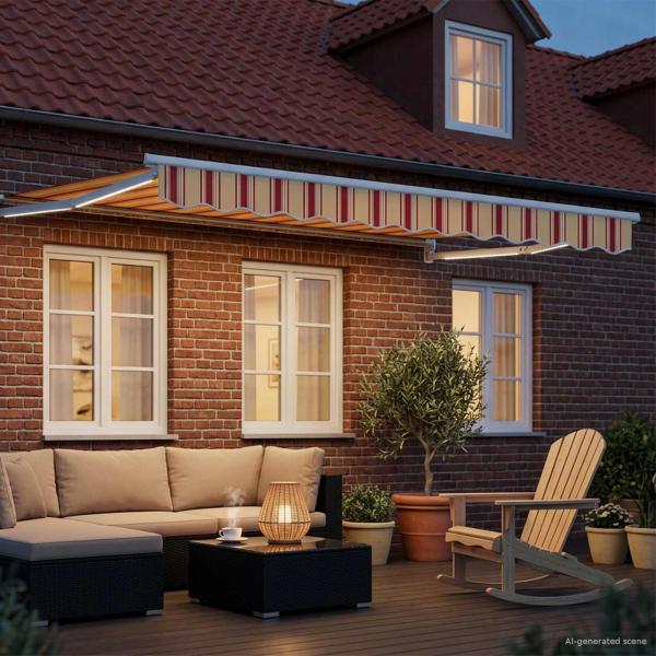 Manuelle Gelenkarmmarkise mit LEDs Mehrfarbig 3,5 x 2 m
