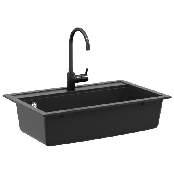 Waschbecken Granit 795 x 505 mm Schwarz