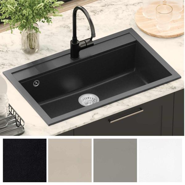 Waschbecken Granit 795 x 505 mm Schwarz