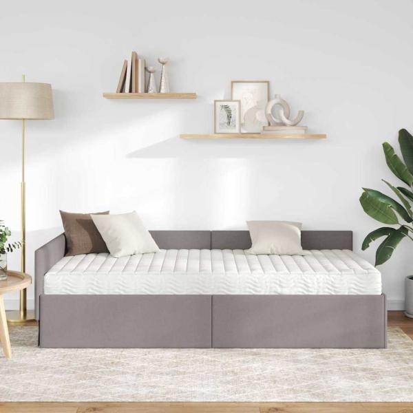 Eckbettgestell mit Matratze Sonstiges 2 Stk. Taupe Stoff