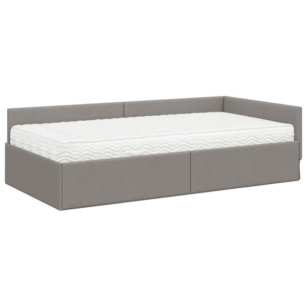 Eckbettgestell mit Matratze Sonstiges 2 Stk. Taupe Stoff