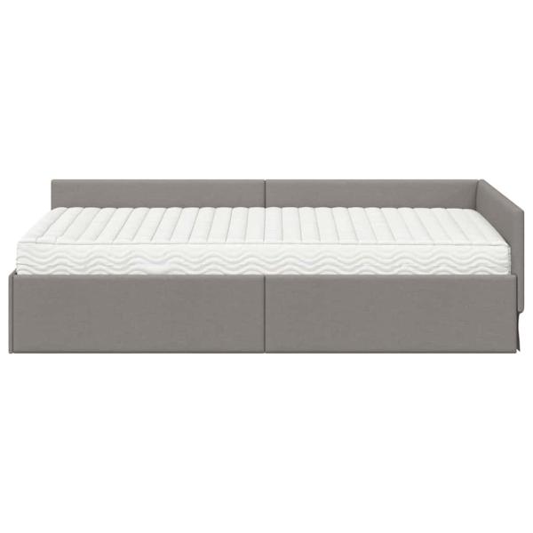 Eckbettgestell mit Matratze Sonstiges 2 Stk. Taupe Stoff