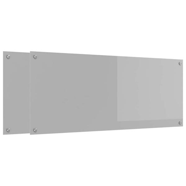 Küchenrückwand 2 stk. Hellgrau 120 x 50 cm Gehärtetes Glas