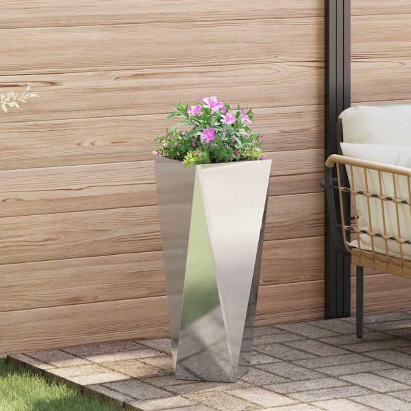 Pflanzkübel 2 Stk. Silber 30 x 30 x 75 cm Edelstahl