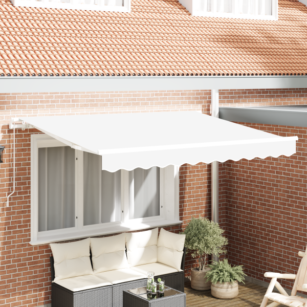 Einziehbare Markise Weiß 300 x 200 cm Stoff