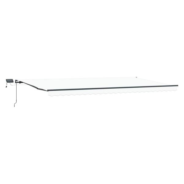 Ausziehbare Markise Weiß 600 x 350 cm Stoff und Aluminium