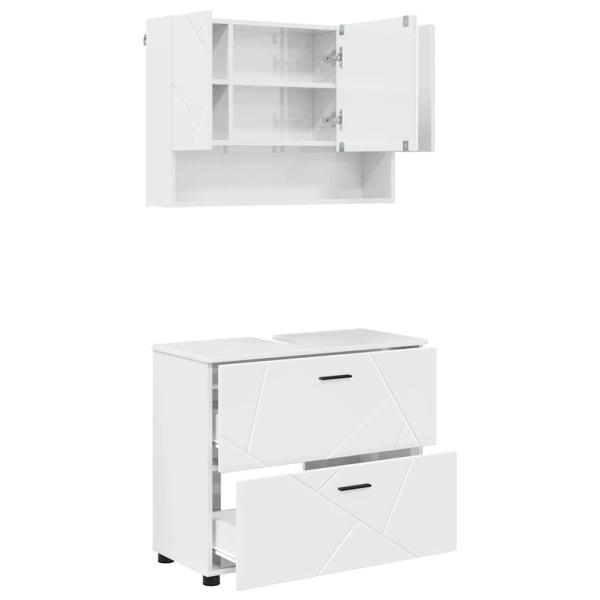 Badezimmermöbel-Set 2 stk. Hochglanz Weiß 76,5 x 35 x 64 cm