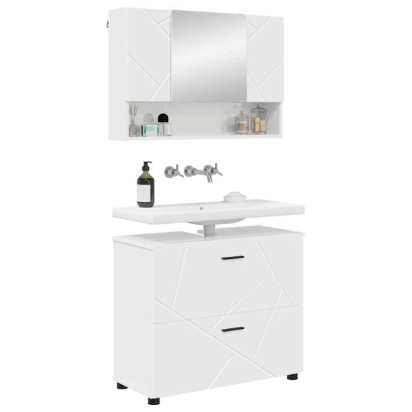 Badezimmermöbel-Set 2 stk. Hochglanz Weiß 76,5 x 35 x 64 cm
