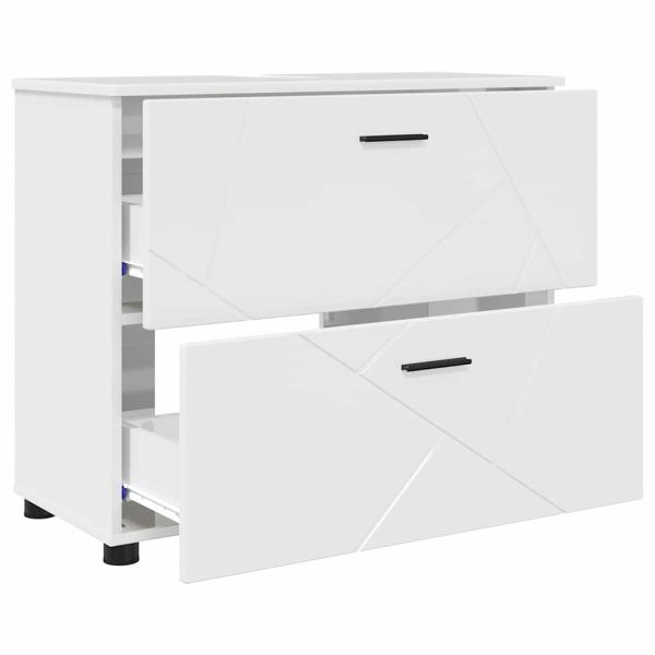 Badezimmermöbel-Set 3 stk. Hochglanz Weiß 76,5 x 35 x 64 cm