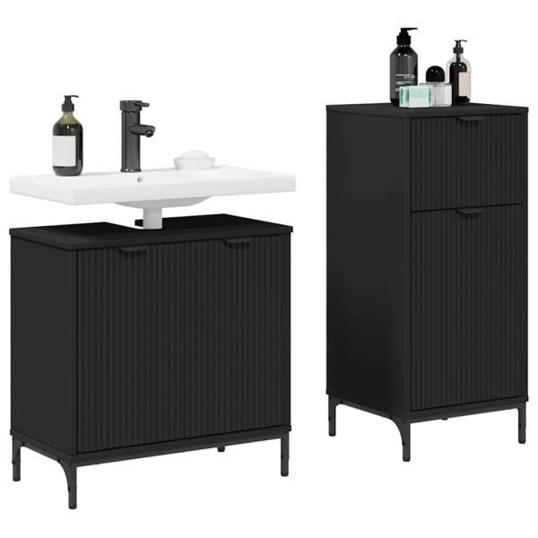 Badezimmermöbel-Set 2 stk. Schwarz 39,5 x 36 x 88 cm