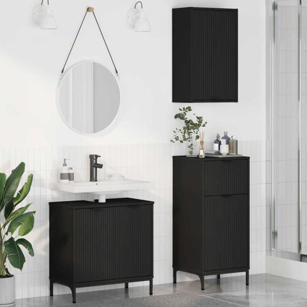 ARDEBO.de - Badezimmermöbel-Set 3 stk. Schwarz 39,5 x 36 x 88 cm