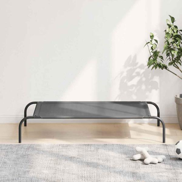 ARDEBO.de - Hundebett Erhöht Grau 110x65x20 cm Textilene und Stahl