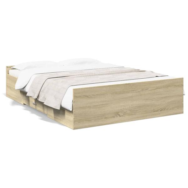 Bettgestell mit Schubladen Sonoma-Eiche 140x190cm Holzwerkstoff
