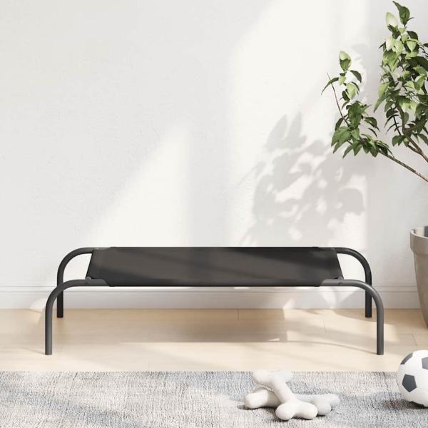 ARDEBO.de - Hundebett Erhöht Schwarz 90x50x20 cm Oxford-Gewebe und Stahl