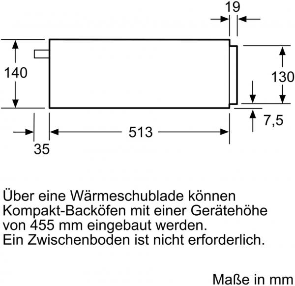 Bosch BIC630NS1 Wärmeschublade, Nischenhöhe: 14cm, grifflos, edelstahl