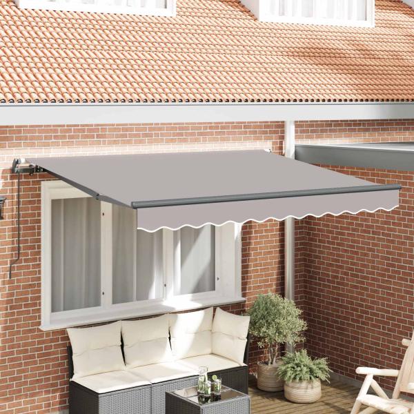 ARDEBO.de - Einziehbare Markise Hellgrau 300 x 200 cm Stoff