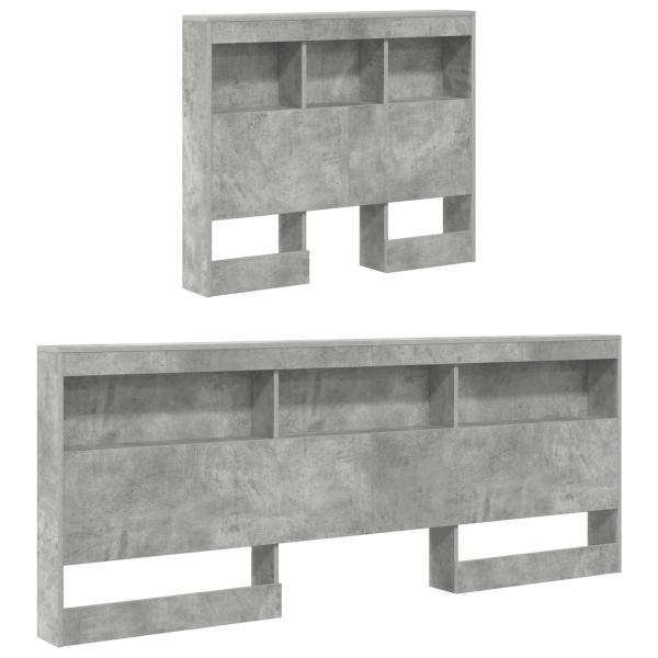 Aufbewahrungskopfteil mit Regal Beton Grau 100 cm Holzwerkstoff