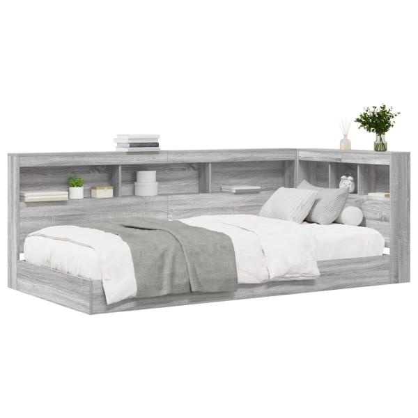 Bücherregal-Bett Grau Sonoma 100 x 200 cm Holzwerkstoff