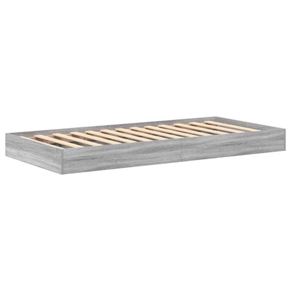 Bücherregal-Bett Grau Sonoma 100 x 200 cm Holzwerkstoff