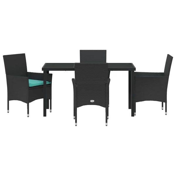 Tisch- und Stuhlset 5 pcs Schwarz PE-Rattan
